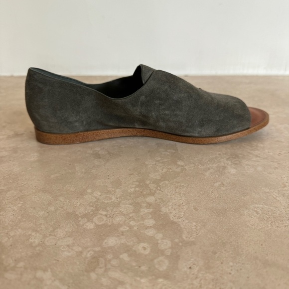 1 State Cassidee Olive Green Suede Leather Open Toe Slip On Flats Women Sz 7.5 M - Picture 7 of 13